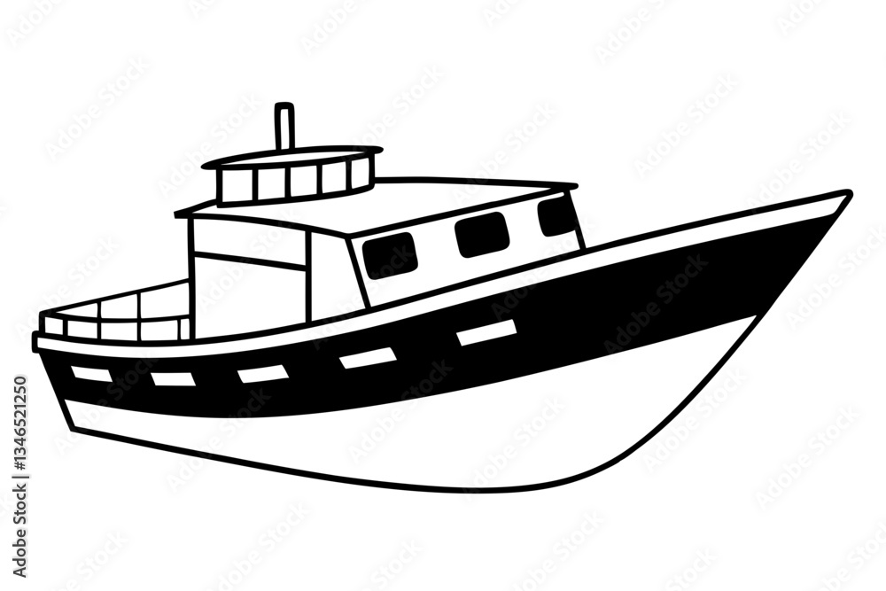 boat line art silhouette vector illustration boat line art silhouette vector illustration