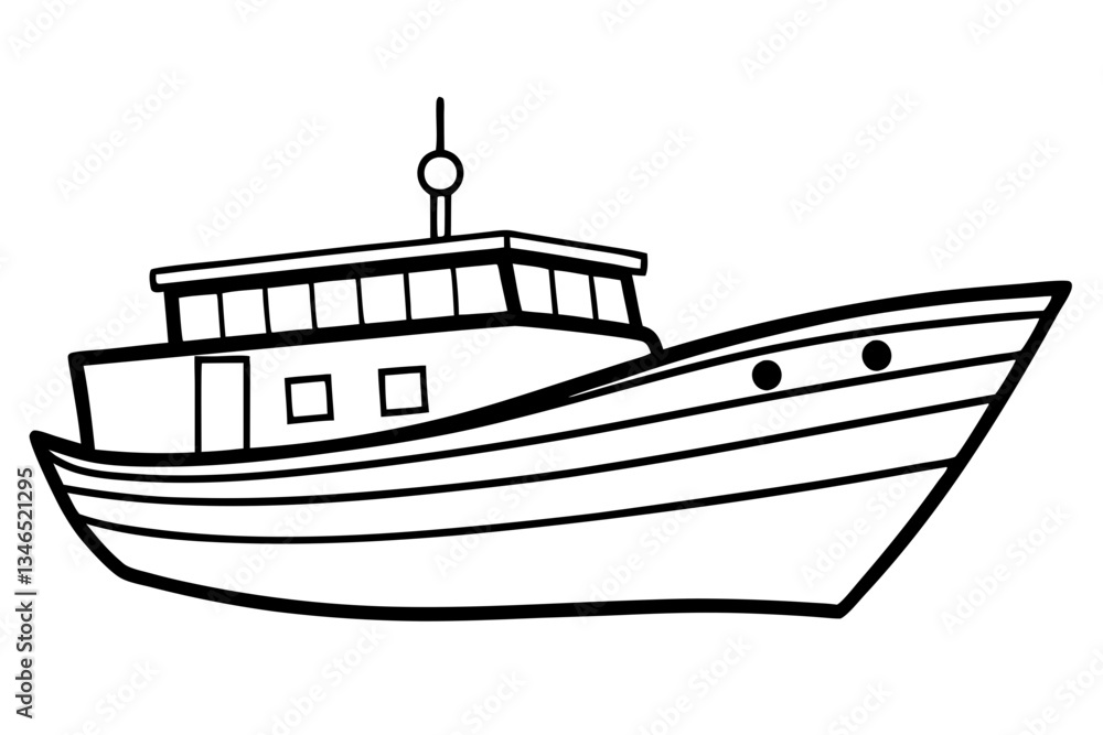 boat line art silhouette vector illustration boat line art silhouette vector illustration
