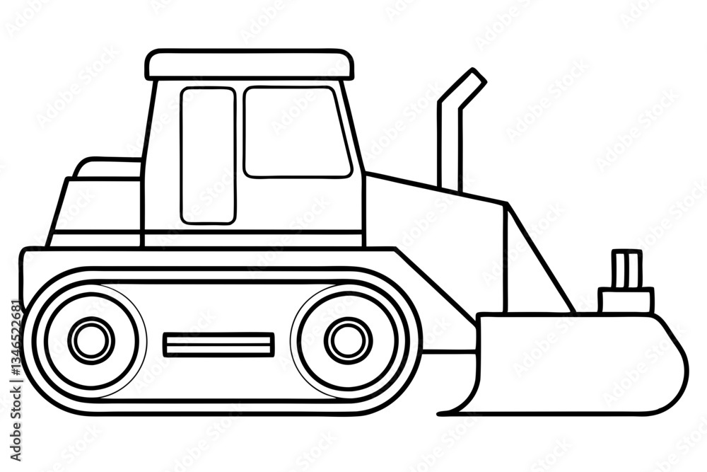 Naklejka premium bulldozer line art silhouette vector illustration