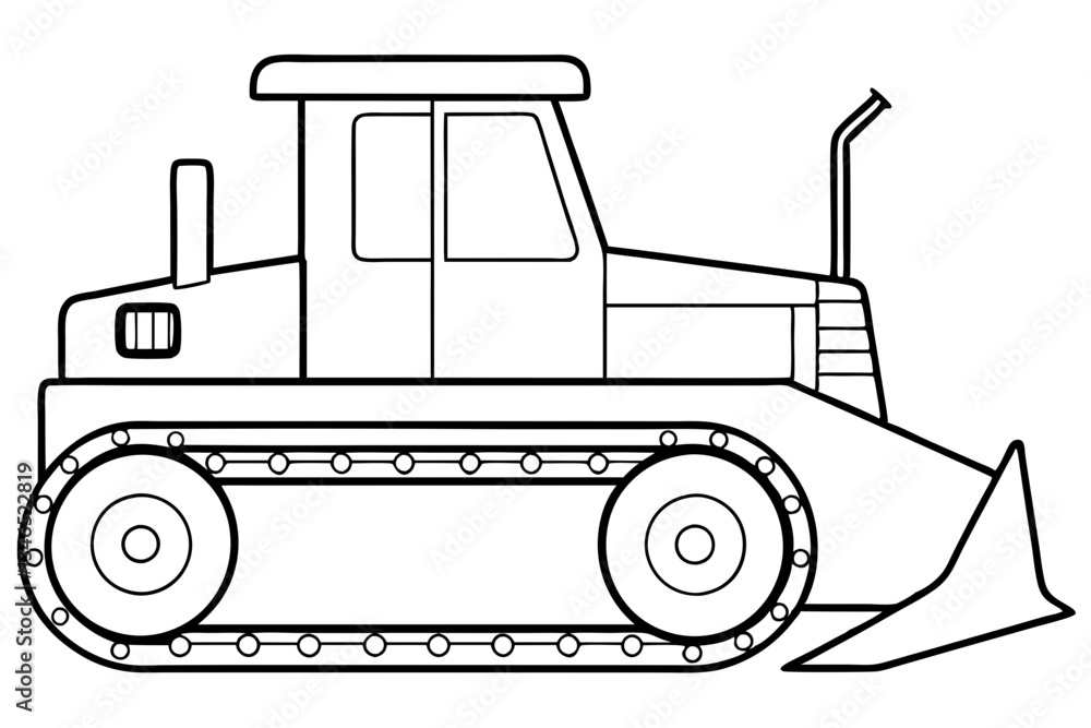 Naklejka premium bulldozer line art silhouette vector illustration