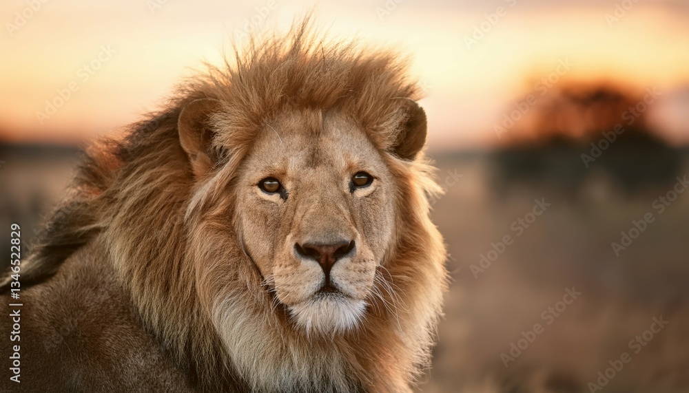 Obraz premium Majestic brown mammal, a wild lion with fur