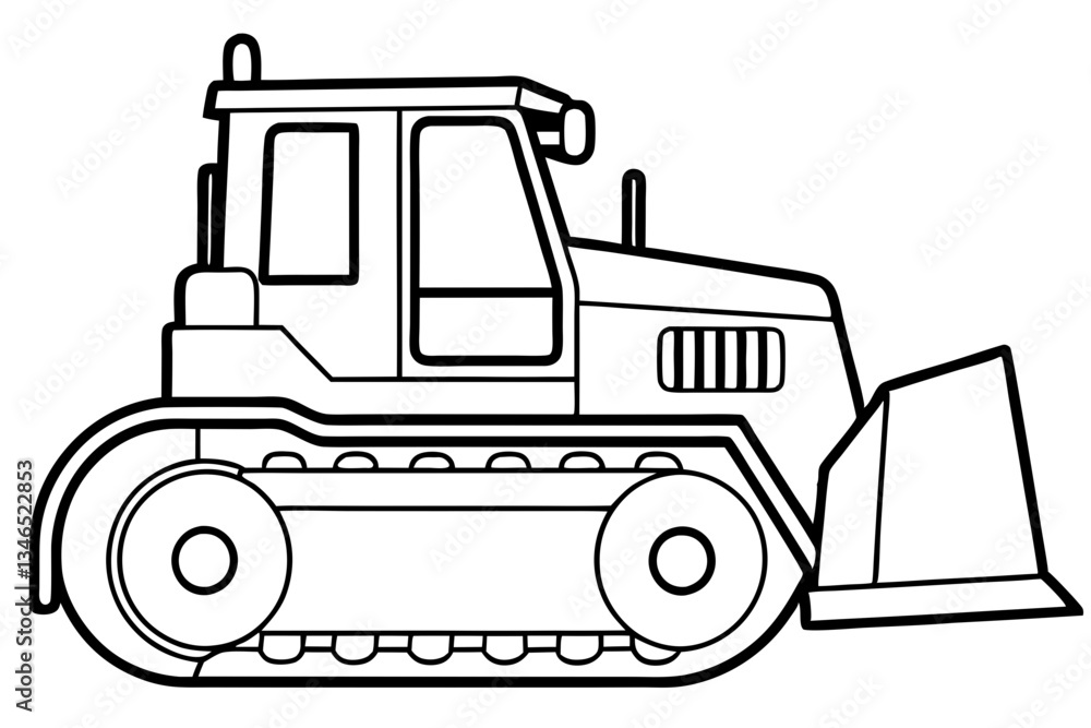 bulldozer line art silhouette vector illustration bulldozer line art silhouette vector illustration