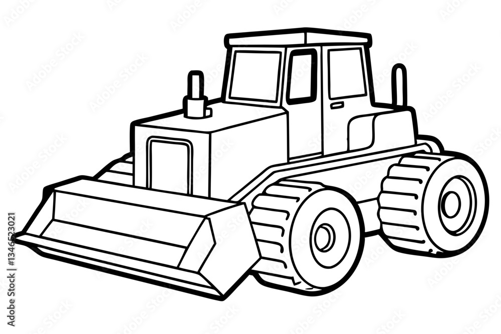 Naklejka premium bulldozer line art silhouette vector illustration