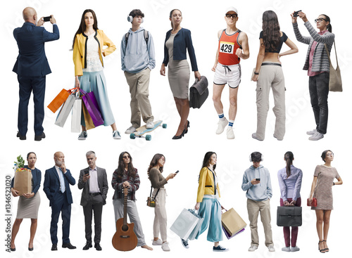 Diverse people standing and waiting