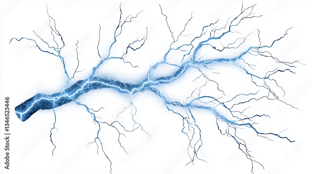 Obraz premium Abstract Blue Lightning Bolt on White Background