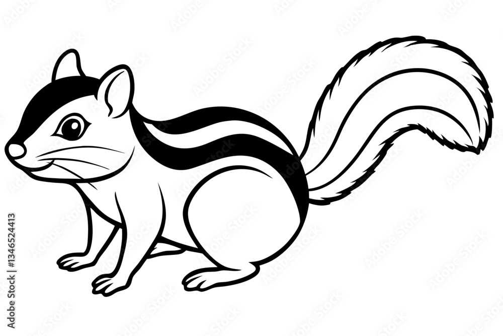 Naklejka premium chipmunk line art silhouette vector illustration