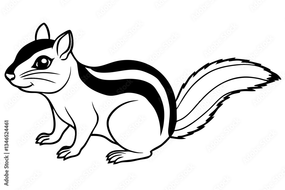 Naklejka premium chipmunk line art silhouette vector illustration