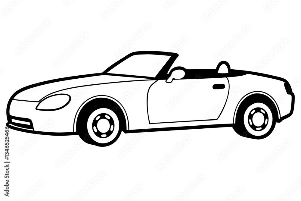 convertible line art silhouette vector illustration convertible line art silhouette vector illustration
