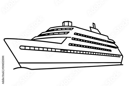 cruise ship line art silhouette vector illustration