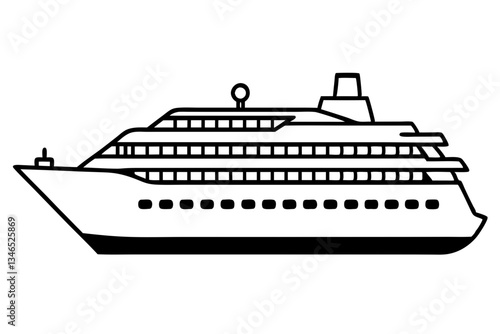 cruise ship line art silhouette vector illustration