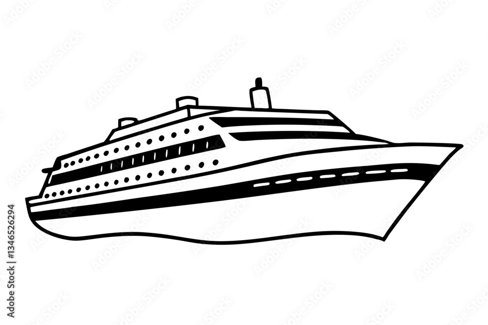 cruise ship line art silhouette vector illustration cruise ship line art silhouette vector illustration