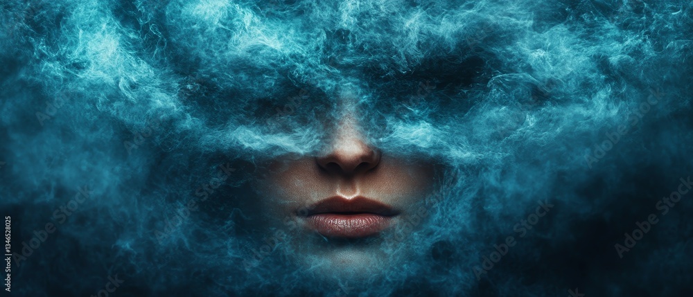 A woman's face is obscured by a cloud of smoke A woman's face is obscured by a cloud of smoke