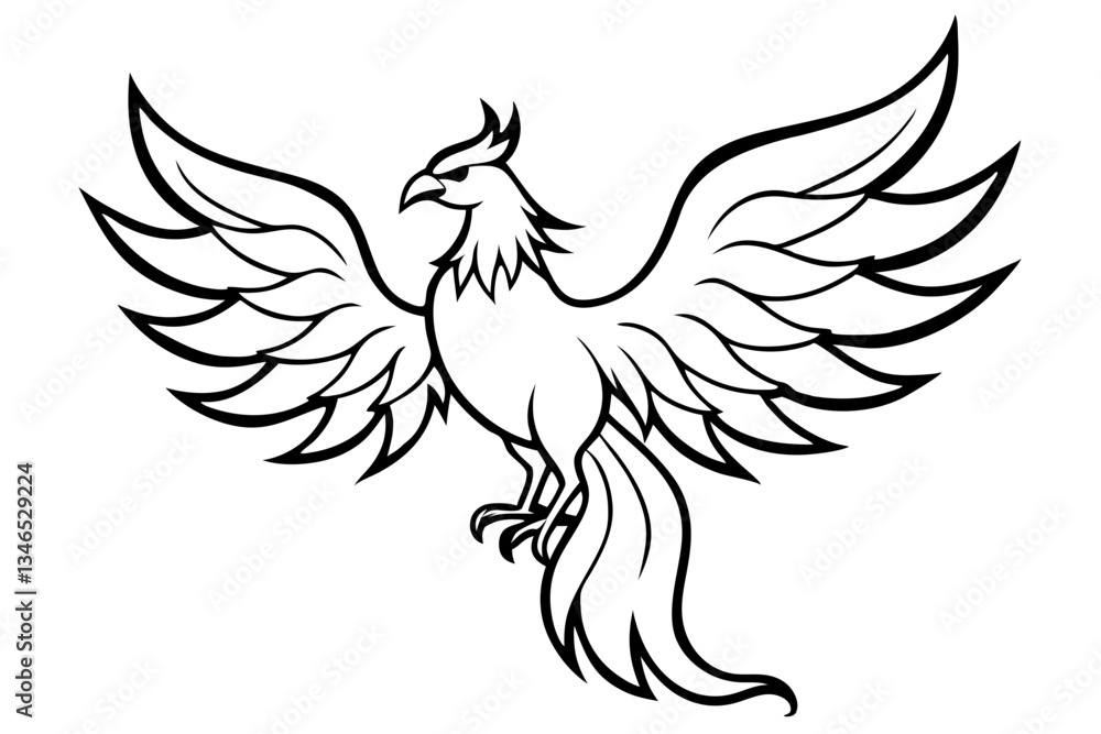 Obraz premium fenix bird line art silhouette vector illustration