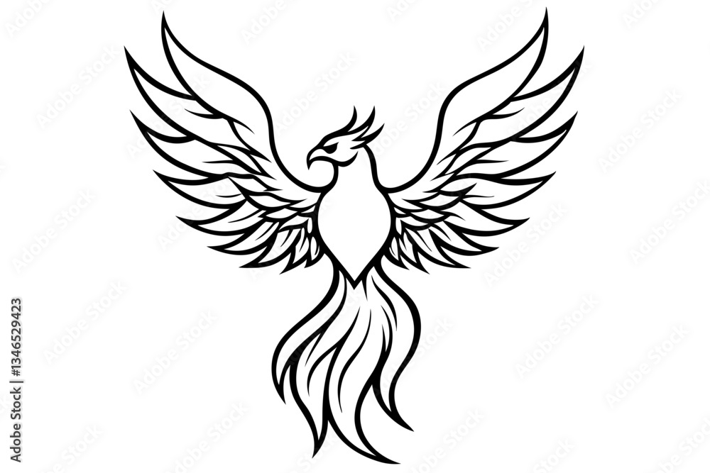 fenix bird line art silhouette vector illustration fenix bird line art silhouette vector illustration