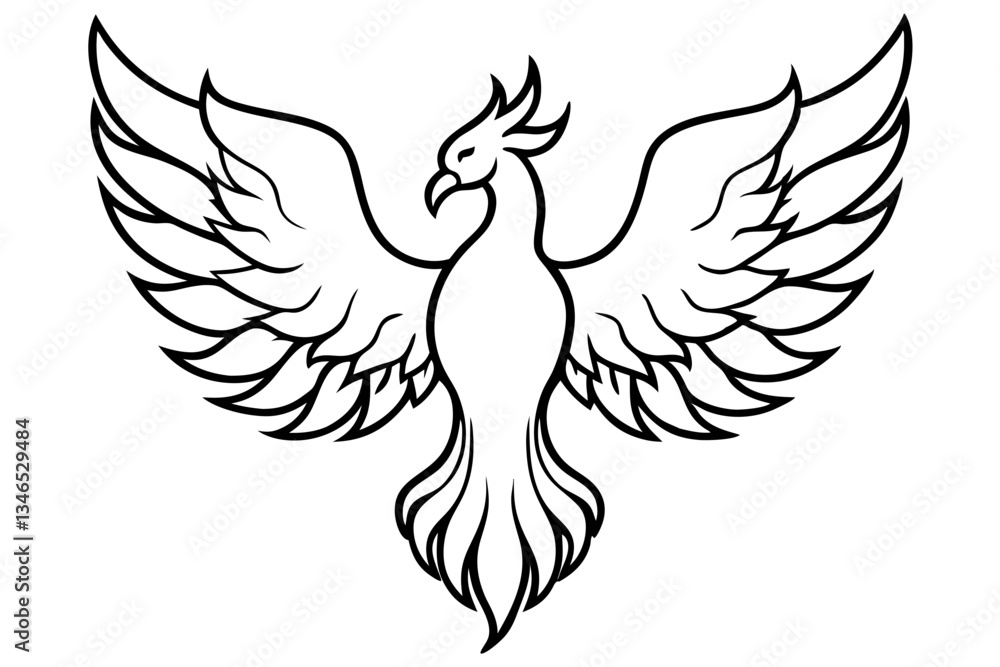 Fototapeta premium fenix bird line art silhouette vector illustration