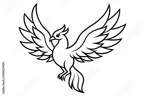 fenix bird line art silhouette vector illustration