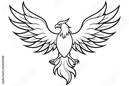 fenix bird line art silhouette vector illustration