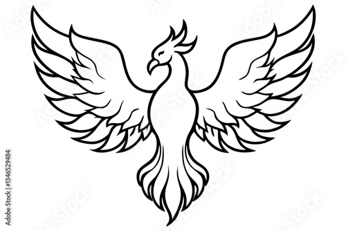 fenix bird line art silhouette vector illustration