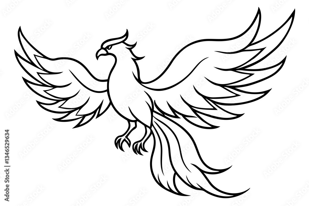 Obraz premium fenix bird line art silhouette vector illustration