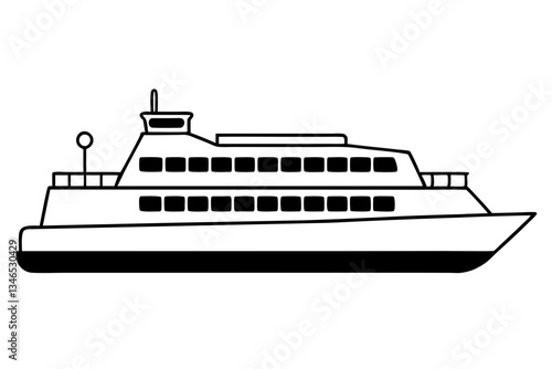 ferry line art silhouette vector illustration
