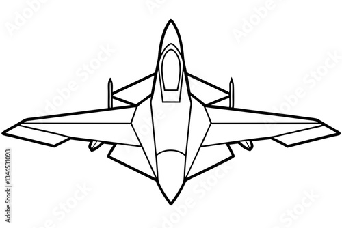 fighter jet line art silhouette vector illustration