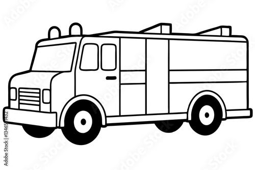 fire truck line art silhouette vector illustration