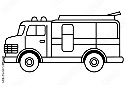 Wallpaper Mural fire truck line art silhouette vector illustration Torontodigital.ca