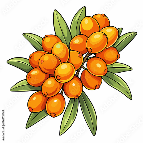 vector illustration of a sea buckthorn fruit