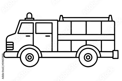 fire truck line art silhouette vector illustration