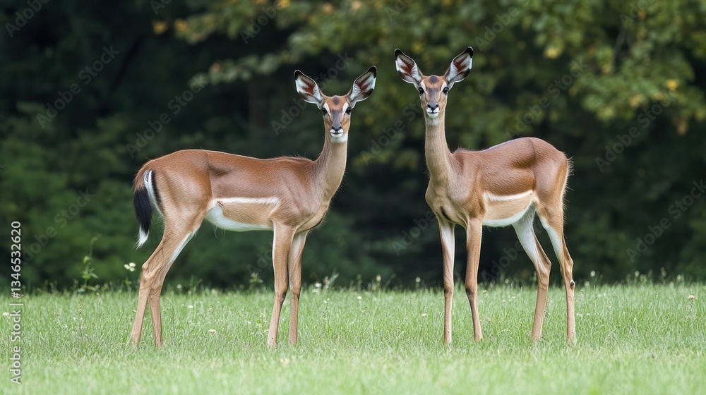 Two impala in a grassy field Two impala in a grassy field