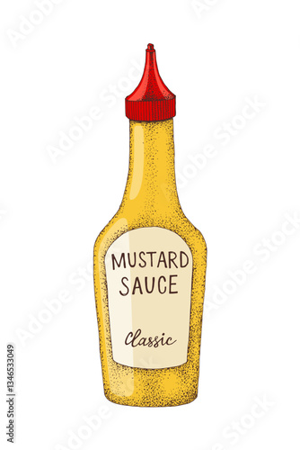 Mustard sauce in a plastic bottle