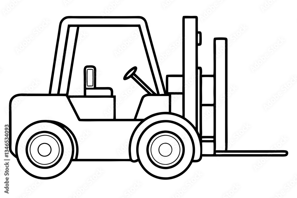 Naklejka premium forklift line art silhouette vector illustration