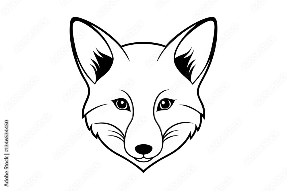 Fototapeta premium fox head line art silhouette vector illustration