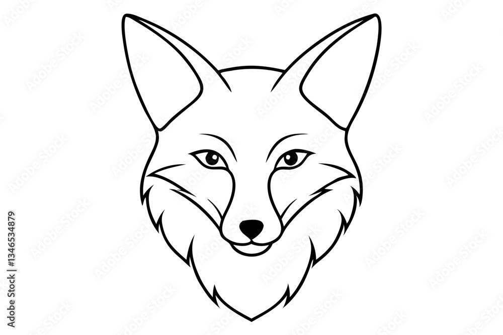 Fototapeta premium fox head line art silhouette vector illustration