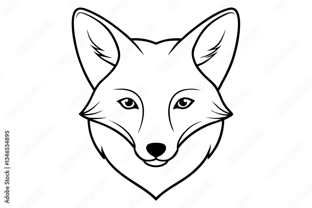 Fototapeta premium fox head line art silhouette vector illustration