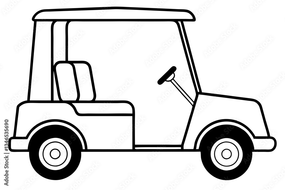 Fototapeta premium golf cart line art silhouette vector illustration