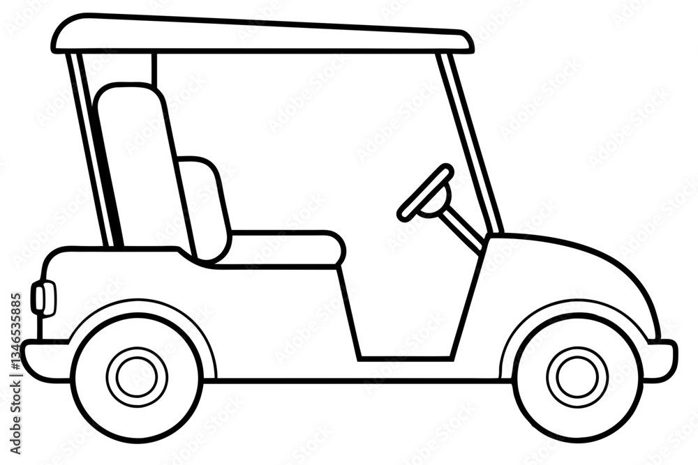 Naklejka premium golf cart line art silhouette vector illustration