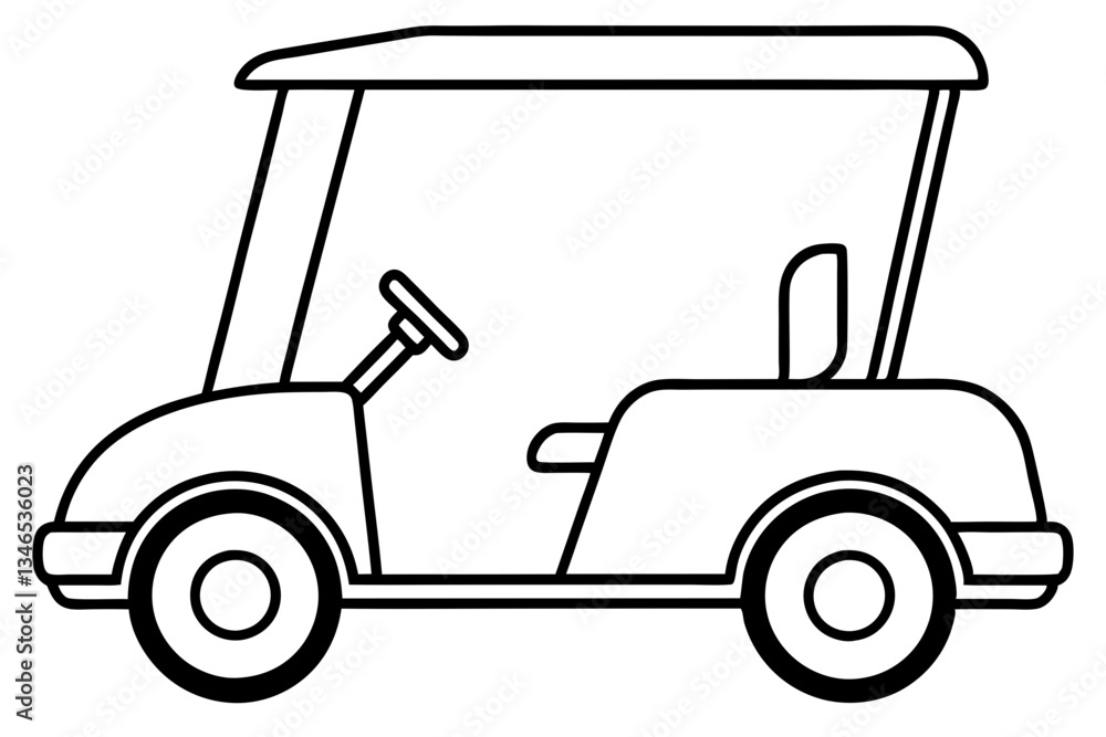 Fototapeta premium golf cart line art silhouette vector illustration