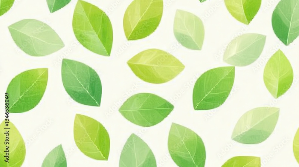 Green Leaves Pattern on White Background. Green Leaves Pattern on White Background.