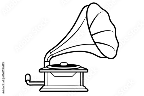 gramophone line art silhouette vector illustration