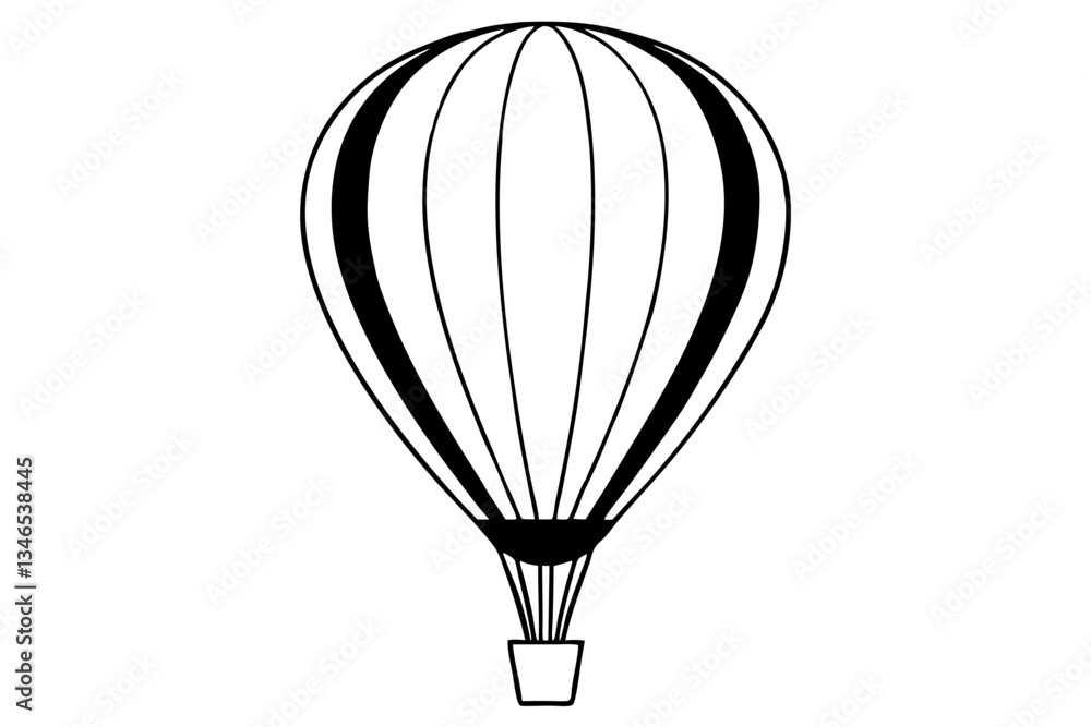Obraz premium hot air balloon line art silhouette vector illustration