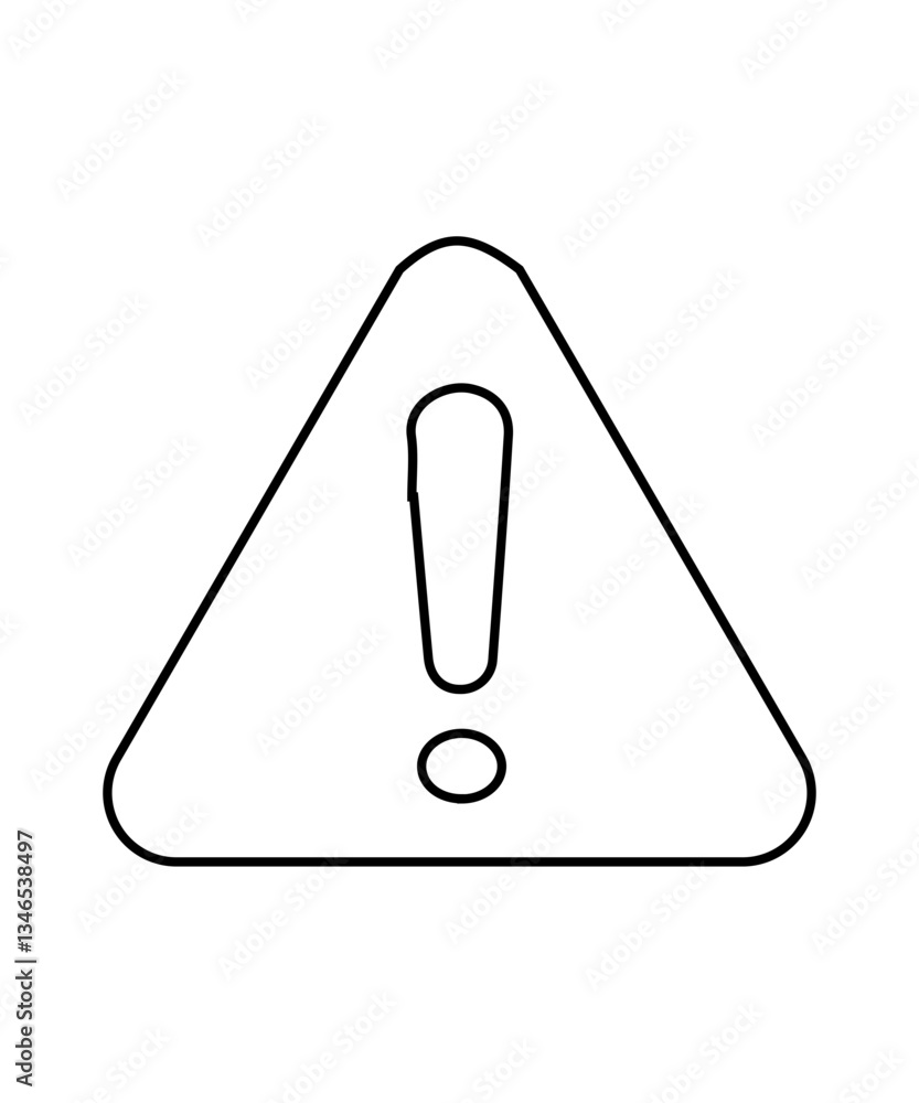 exclamation danger sign with thin outline