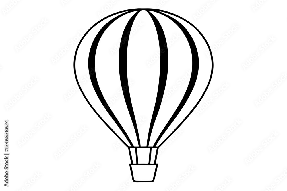 Fototapeta premium hot air balloon line art silhouette vector illustration