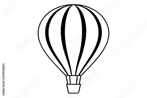 hot air balloon line art silhouette vector illustration