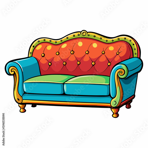 red sofa isolated on white