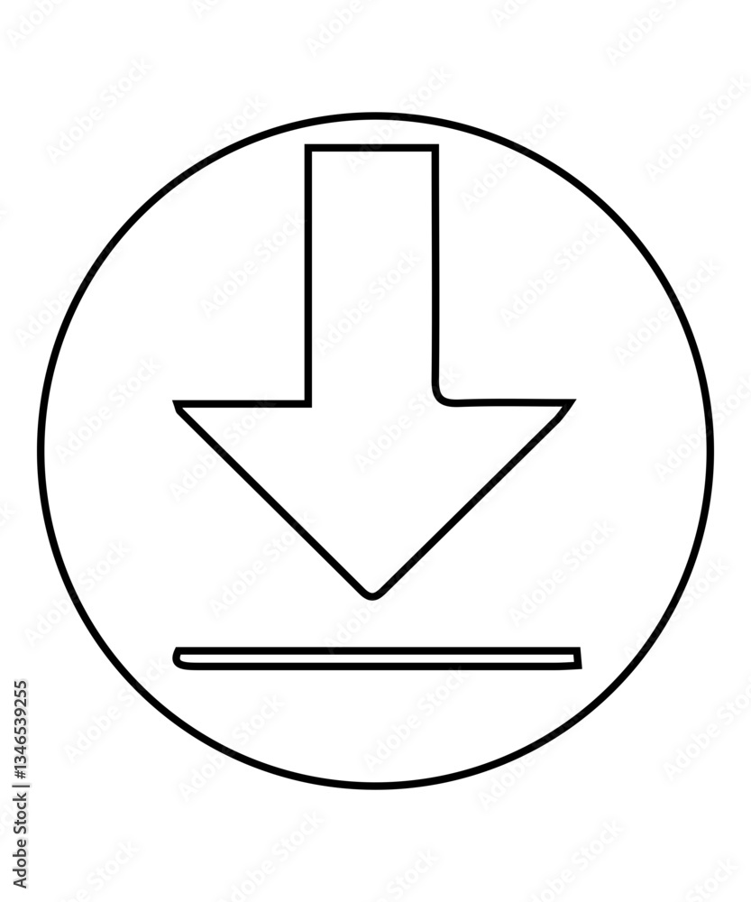 download button icon with thin outline download button icon with thin outline
