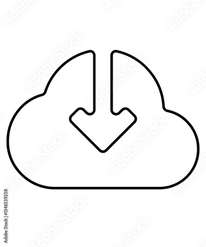 Download icon with thin outline