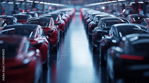 Wallpaper Mural Factory Automotive Assembly Line, Cars, Production, Manufacturing, Robots, Red, Black, Vehicles, Industry, Future Torontodigital.ca