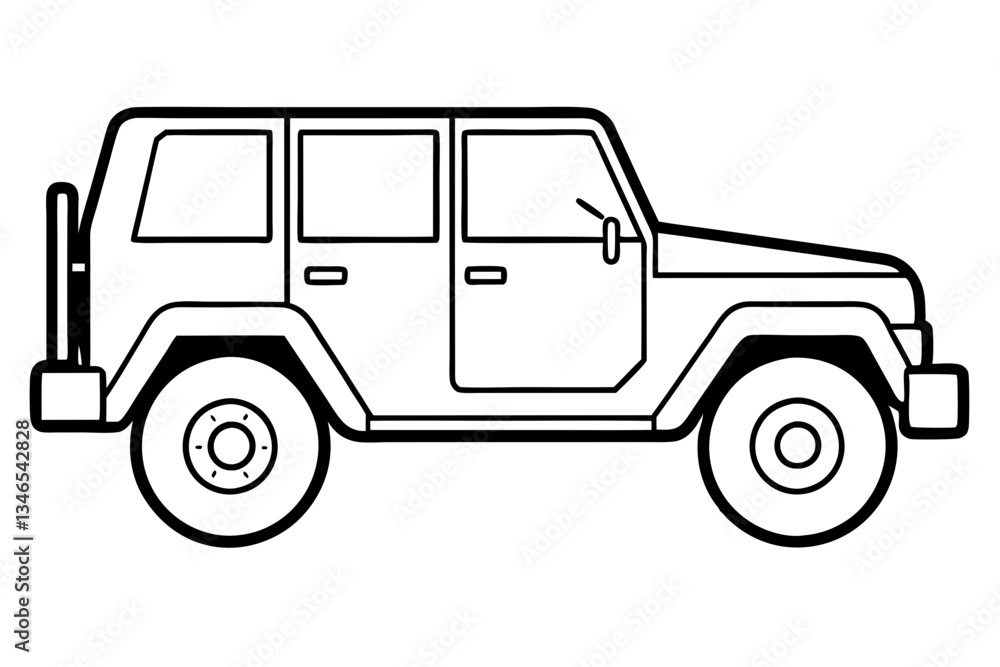 Fototapeta premium jeep line art silhouette vector illustration