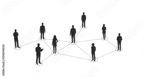 Global Network of Business People: Connected Silhouettes, Teamwork Concept; International Business Network; Global Collaboration, Teamwork and Connection